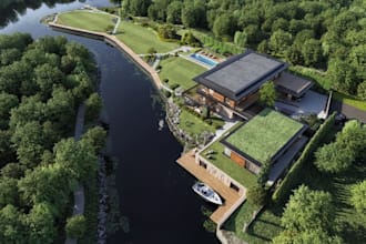 upgrade private house external, waterfront facade, resort masterplan, landscape