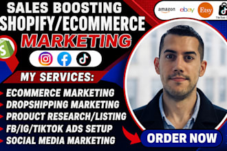 promote shopify dropshipping store, manage ecommerce shopify ebay etsy marketing