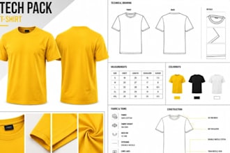 create t shirt tech pack, apparel tech pack and clothing tech pack design