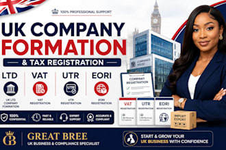 handle UK ltd company formation, vat, utr and eori registration