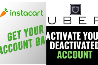 reinstate your uber driver, eat, walmart spark, amazon flex deactivated acc
