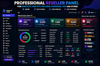 create reseller panel for dion ott, lion ott, fox, king, strong8k vod and others