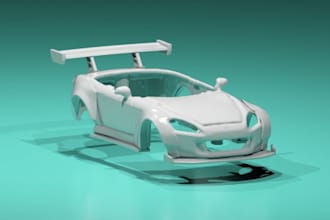 do 3d car body kit, widebody kit panel, 3d car model, stl repair, stl fix