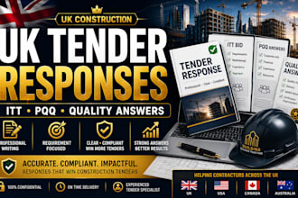 write UK construction tender responses, itt bids, pqq and quality answers