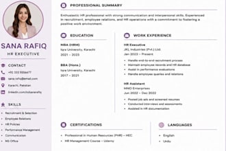 design a professional CV resume in canva