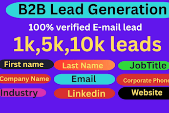 do 10k prospect email list building, b2b lead generation and phone number