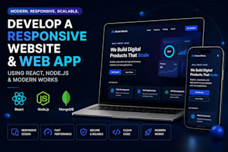 develop a responsive website web app using react node js modern works