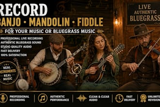 record banjo mandolin fiddle for your music or bluegrass music