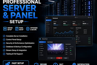 complete professional server and panel setup, stream setup
