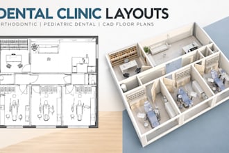 design dental clinic layouts, orthodontic and pediatric dental cad floor plans