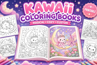 create cozy kawaii coloring books pages using ai
