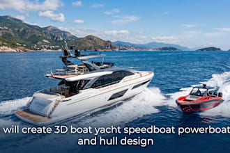 create 3d boat yacht speedboat powerboat and hull design
