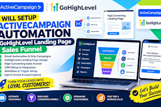 setup active campaign automation gohighlevel landing page sales funnel