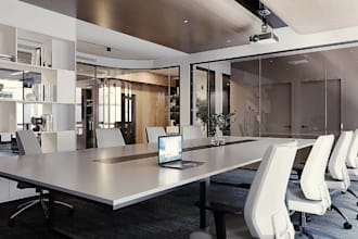 remodel contemporary office interior design, conference room render,meeting room