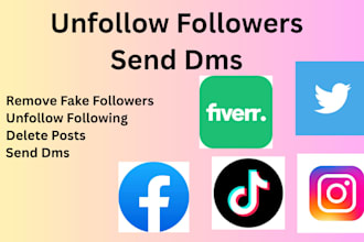 unfollow instagram twitter followings, delete posts, or send dms