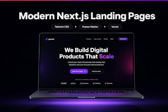 build a modern nextjs landing page with tailwind and animations