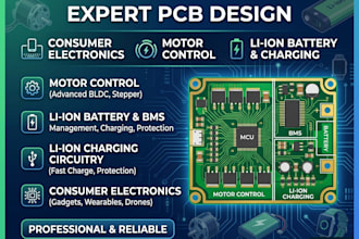 design consumer electronics pcb, motor control, li ion battery, charging circuit