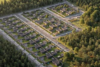 redesign 3d residential site plan,housing community, real estate,cgi grid layout