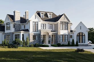 remodel multi family homes, farmhouse exterior render, turn 2d to 3d layout plan