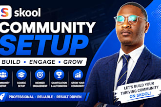 setup your skool online community, skool online course, and membership