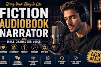 male narrator spotify audible audiobook for fiction, romantasy, fantasy, mystery