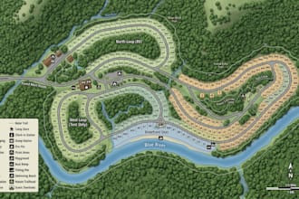 create wayfinding, visitor, campground, route and resort map