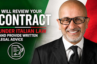 review your contract under italian law and provide written legal advice
