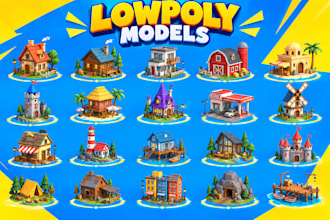 lowpoly game characters and asset lowpoly 3d modular pack for game environments