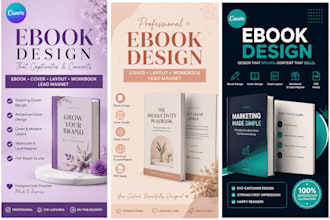 design an ebook, ebook cover, layout, workbook and lead magnet in canva