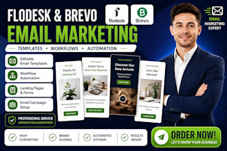 setup flodesk email automations, klaviyo workflows and brevo email campaigns