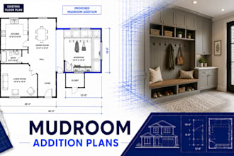 design mudroom addition floor plans residential blueprint package cad