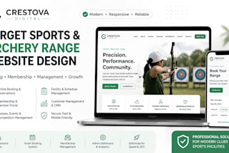design a sports club, facility, archery, firearms, shooting, gun range website