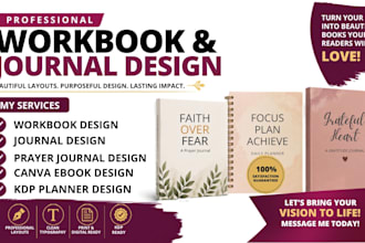 do workbook design, journal design prayer journal canva ebook design kdp planner