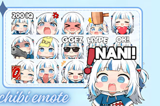 draw chibi twitch emotes kick animated emotes badges discord emotes vtuber emote