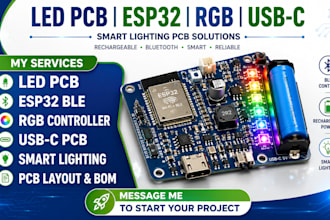 do usb c rechargeable led pcb design, esp32 ble rgb controller, smart lighting