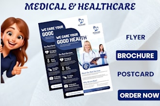 design medical, pharmarcy, clinic, healthcare flyer brochure and dental postcard