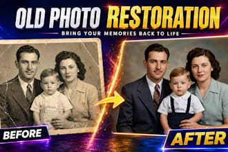 restore old photo, fix damaged photos and colorize black and white