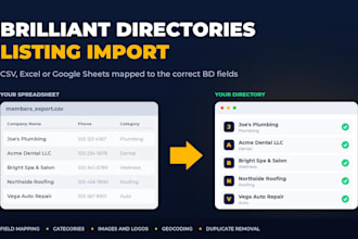 bulk import your CSV listings into your brilliant directory website