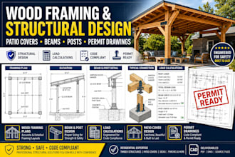 design wood framing, patio covers, beams, posts and permit drawings