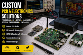 develop custom pcb, rf, esp32, raspberry pi and enclosure solutions