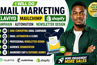 do email marketing mailchimp, shopify klaviyo and campaign, email automation