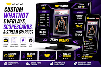 design custom whatnot overlays, scoreboards, and stream graphics