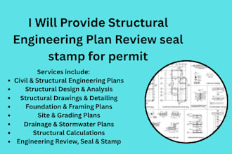 provide structural engineering plan review seal stamp for permit