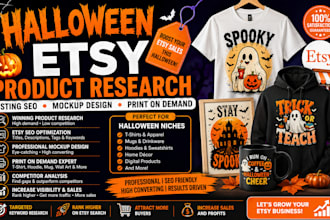 halloween etsy product research listing mockup design seo print on demand