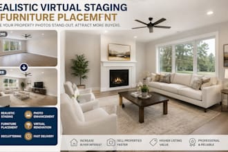 do realistic virtual staging and furniture placement for real estate photos