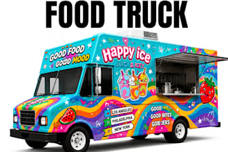design food truck design, food truck wrap, or food trailer for any food van wrap