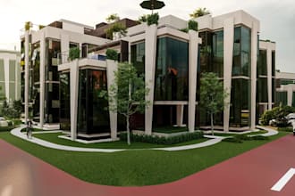 restyle minimalist industrial exterior apartment building, condo, rooftop design