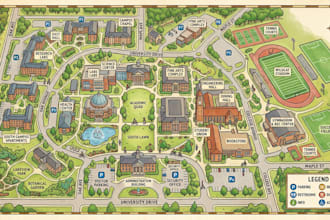 design custom hiking, trail, resort, tourist, campus and wayfinding maps