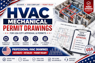 do hvac mechanical permit drawings for USA city approval and permits