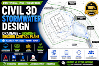 design civil 3d stormwater drainage, grading and erosion plans